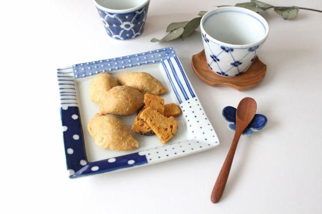 四角リム皿｜中｜イッチンドット｜磁器｜皐月窯｜砥部焼｜和食器