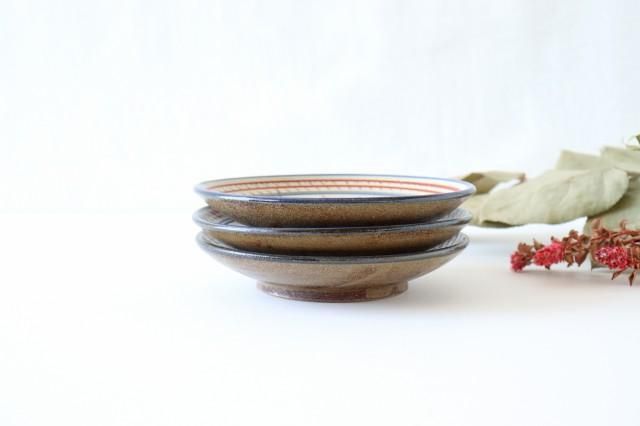 5寸皿|赤絵ブーゲンビリア|陶器| 壷屋焼| 陶眞窯| やちむん 5寸皿|赤絵ブーゲンビリア|陶器| 壷屋焼| 陶眞窯| やちむん
