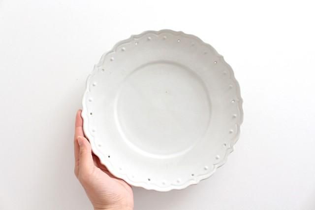 レースプレート 25cm 白 陶器 音喜多美歩 - 和食器通販｜おうちで