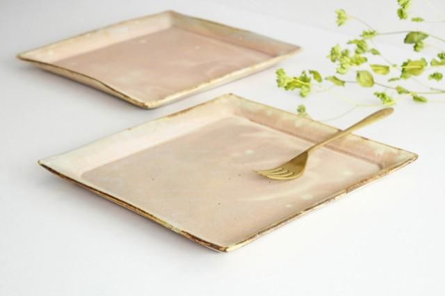 益子焼　角皿 益子焼【海の角皿 / グレー】 スクエア皿 取り皿 デザート皿 シェル