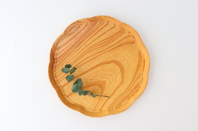 9,600円KITO 四十沢木材工芸　輪花盆　大　素材：欅　美品
