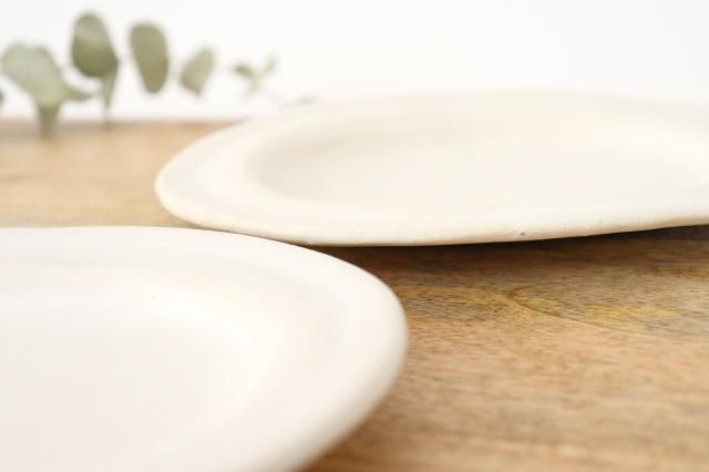 オーバルリム皿｜小｜白｜陶器｜直井真奈美｜和食器通販｜うちる｜和