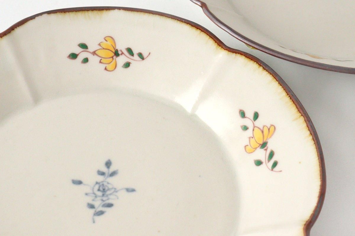 送料無料 作家物 バラのある個性派皿