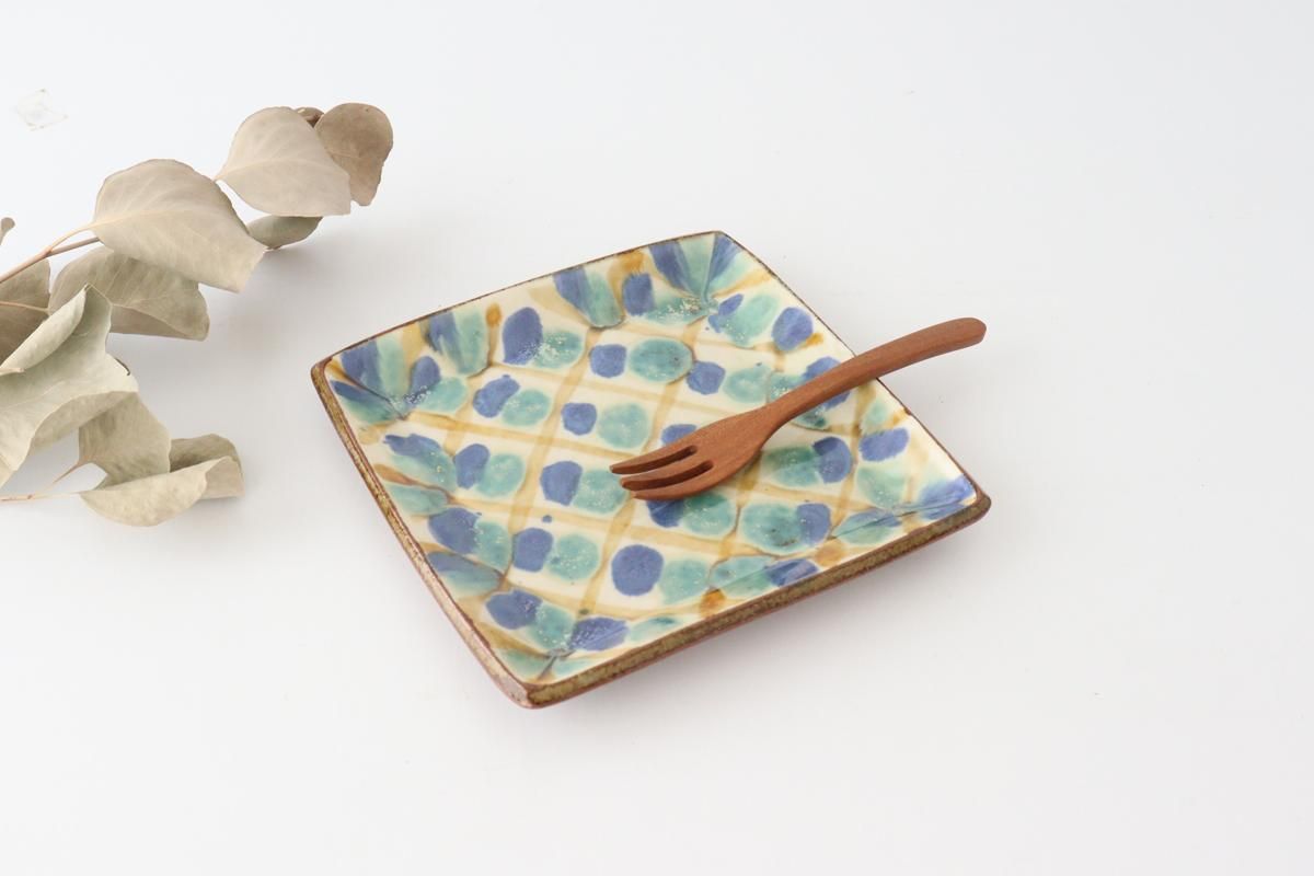 角皿｜大｜格子｜陶器｜小代焼ちひろ窯｜和食器通販｜うちる｜和