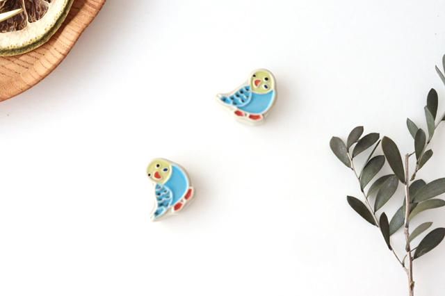 箸置き｜セキセイインコ｜青｜陶器｜下永久美子｜益子焼｜和食器