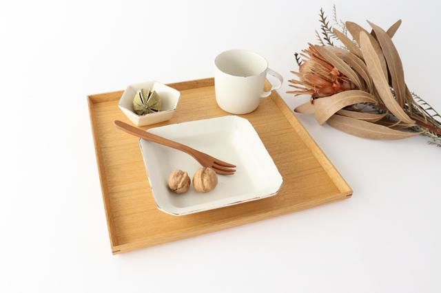 りんご灰釉｜四角プレート｜正方形｜半磁器｜青木郁美｜和食器通販