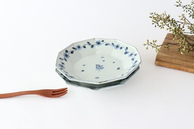 型打ち10角皿｜青い鳥｜磁器｜工房禅 横田翔太郎｜和食器通販