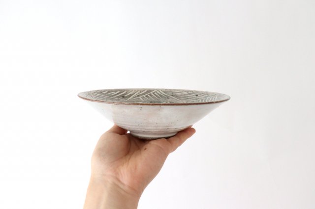 反5.5寸鉢　粉引き縄彫三島　陶器　美濃焼 画像5