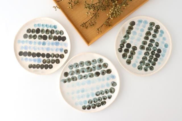 6寸皿｜絵付け｜ドット模様｜半磁器｜小黒ちはる｜和食器通販｜うちる