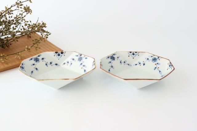ひし型小鉢｜つる花唐草｜青｜磁器｜染付｜有田焼｜伊万里焼｜和