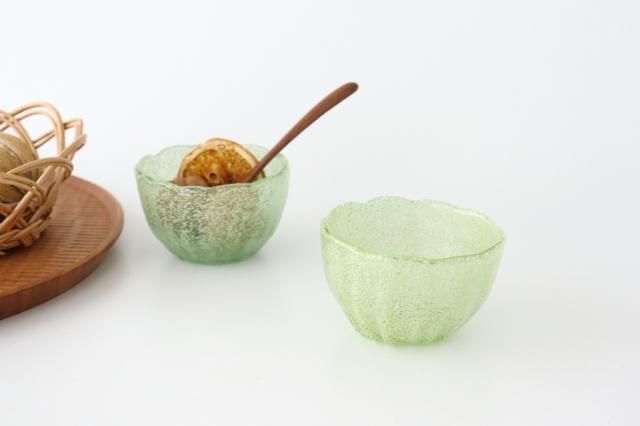 泡ラサ小鉢｜グリーン｜ガラス｜吹きガラス工房 一星｜和食器