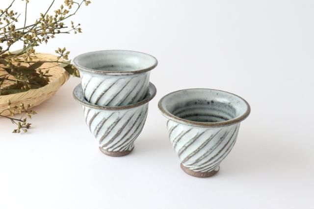 しのぎ｜カップ｜ななめ｜陶器｜小代瑞穂窯 福田るい｜和食器
