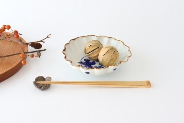 陶胎染付 菊花 小碗 雪輪小付 割草花兎文 - カネアオ