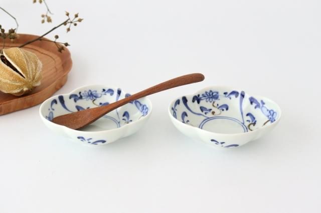 みのり木瓜小付｜染付錆間取草花｜皓洋窯｜磁器｜有田焼｜和食器