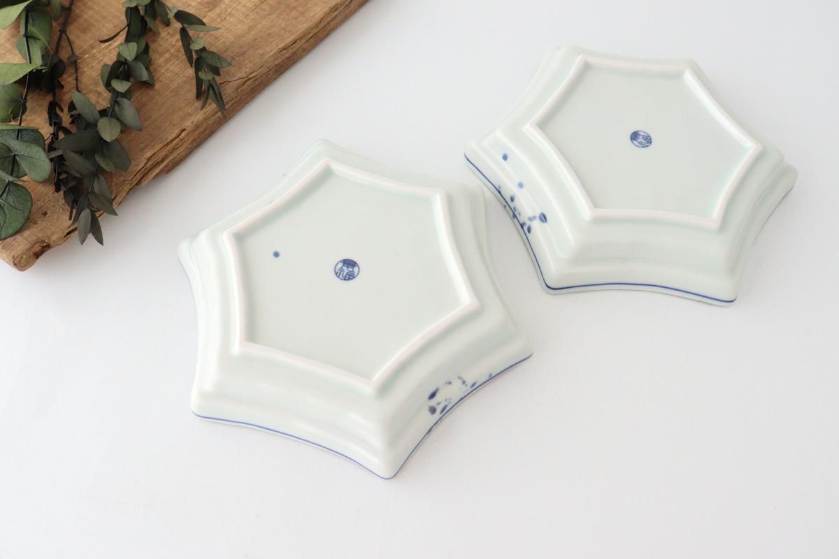 染付六角絵皿 磁器 美濃焼 - 和食器通販|おうちで楽しむ陶器市 染付六角絵皿 磁器 美濃焼 - 和食器通販|おうちで楽しむ陶器市
