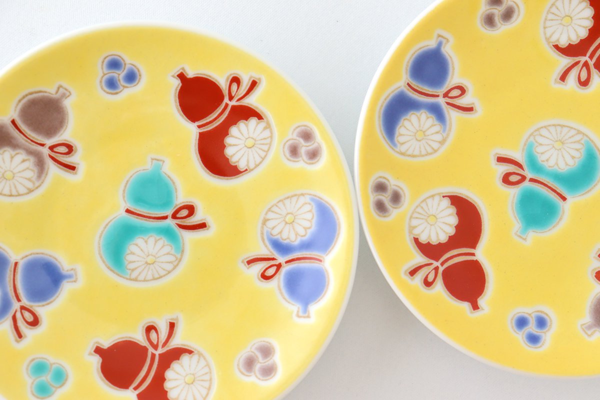 新品　九谷焼　市川清鱗　海の幸　扇型皿5枚　盛り皿　絵皿　和食器　和皿　縁起物