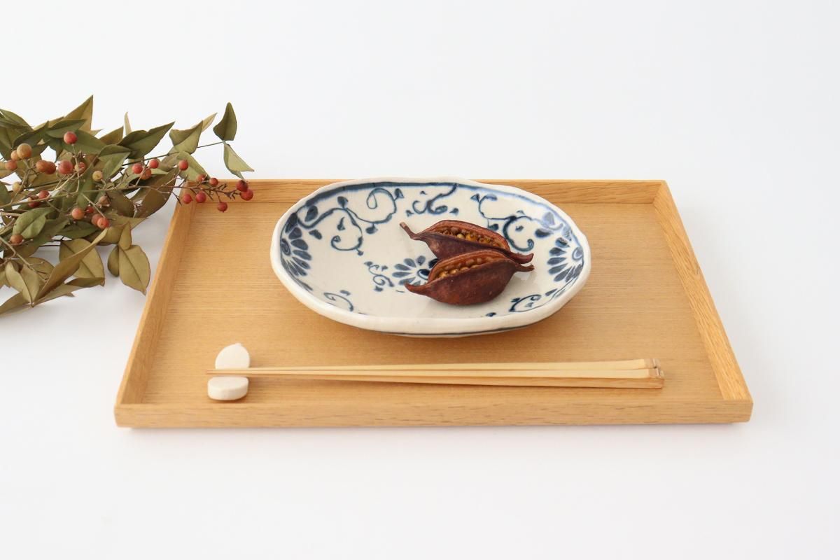 楕円皿｜花紋｜陶器｜藍安南｜美濃焼｜和食器通販｜うちる｜和