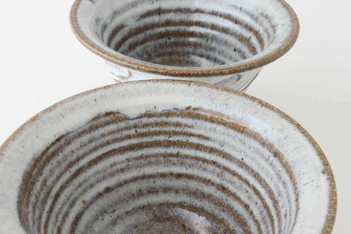 しのぎ｜カフェオレボウル｜ななめ｜陶器｜小代瑞穂窯 福田るい
