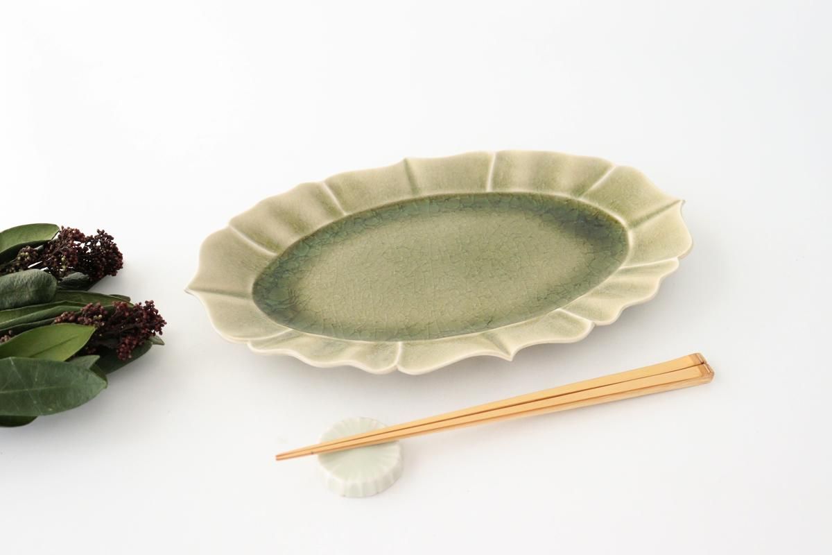 灰釉｜稜花｜楕円皿｜陶器｜竜同窯 宮田竜司｜和食器通販｜うちる｜和