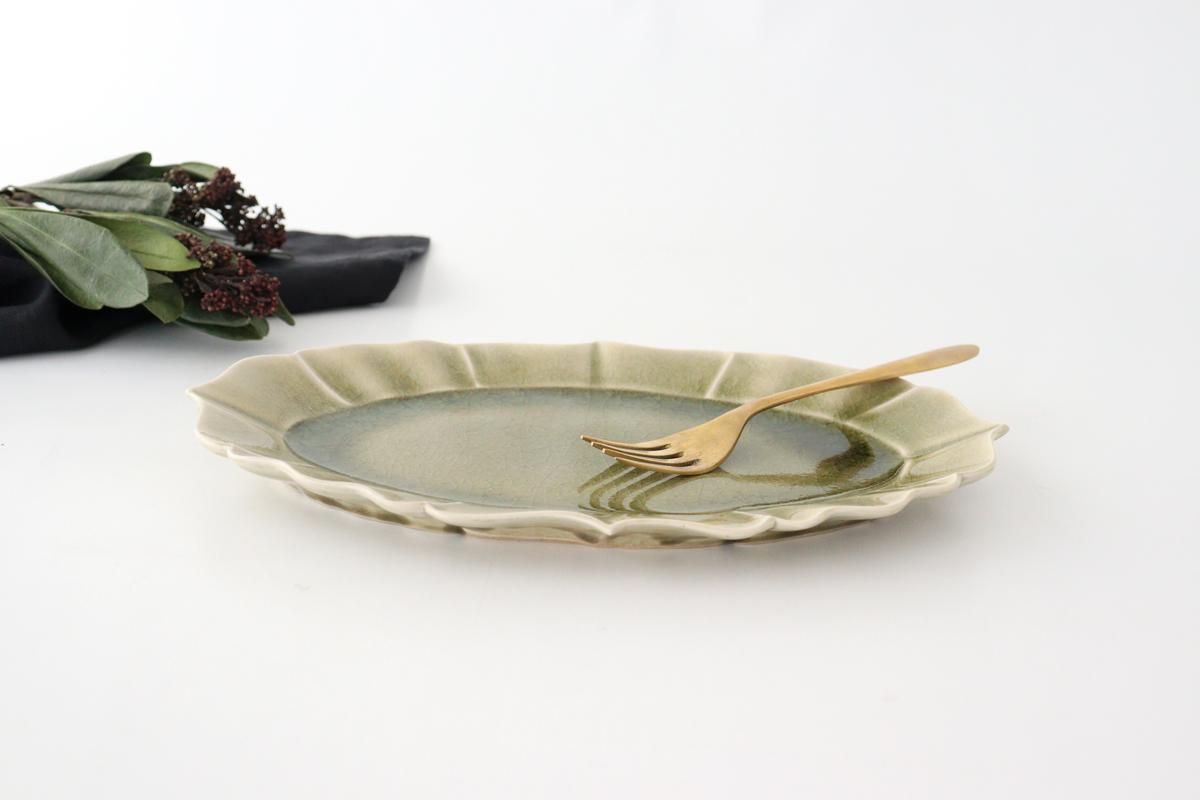 灰釉｜稜花｜楕円皿｜陶器｜竜同窯 宮田竜司｜和食器通販｜うち