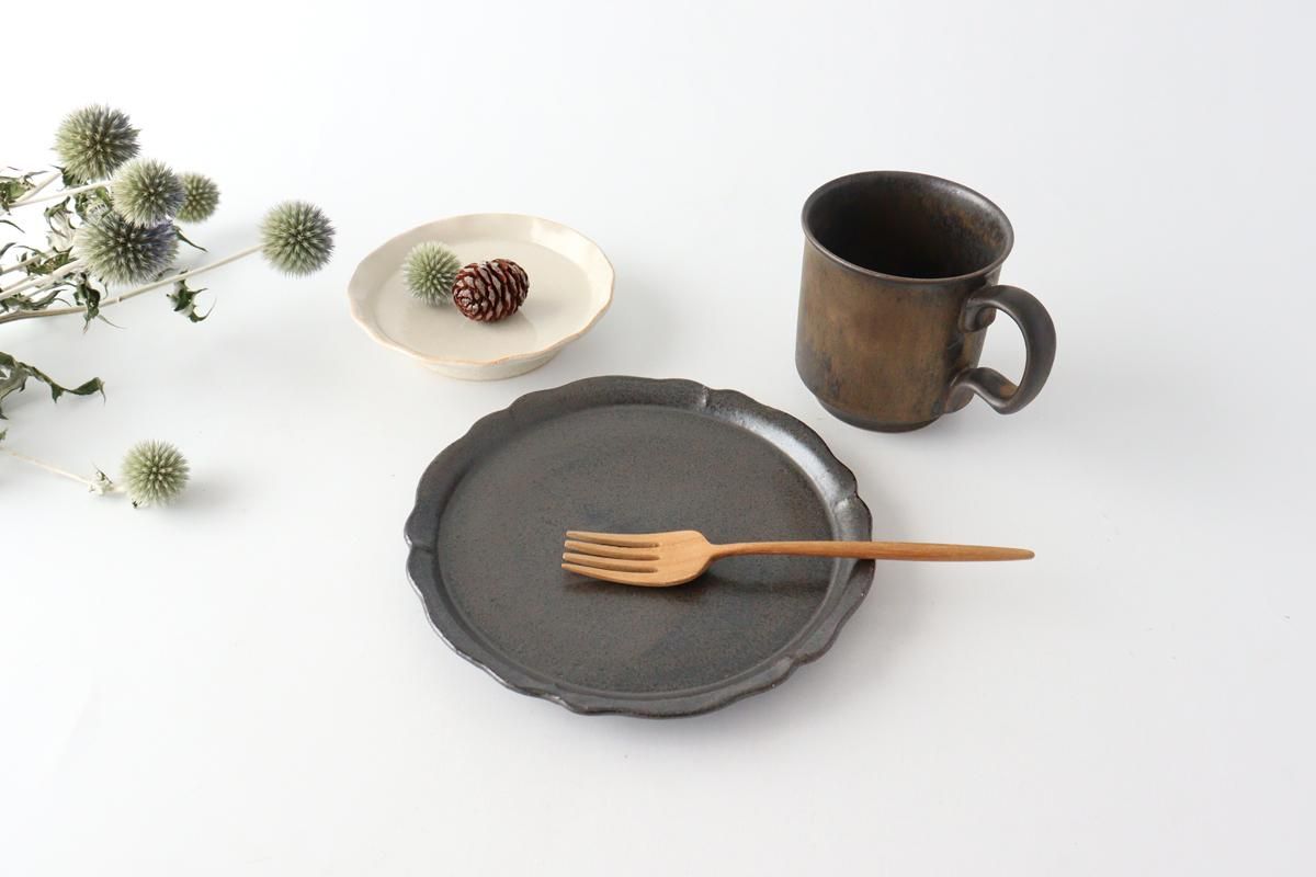 6寸プレート｜輪花｜こげ茶｜陶器｜たくまポタリー｜和食器通販