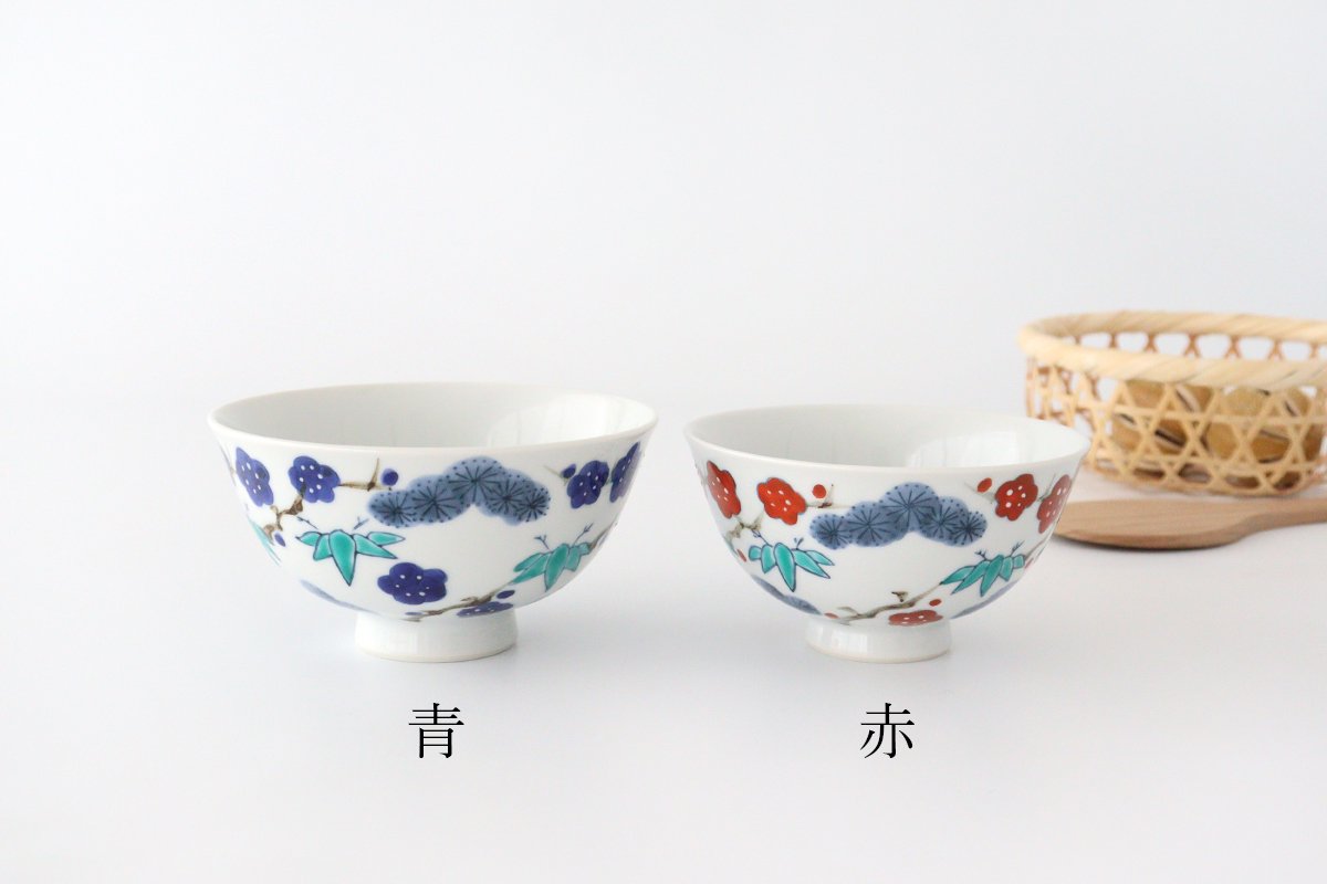 色絵茶碗｜松竹梅｜青｜磁器｜有田焼｜和食器通販｜うちる｜和食器の皿