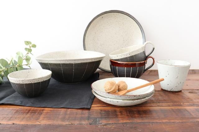 【akairo】定価10万円　信楽焼 焦げ窯変テーブル　4点セット 7寸鉢｜白｜陶器｜佐平窯｜信楽焼｜和食器通販｜うちる｜和食器