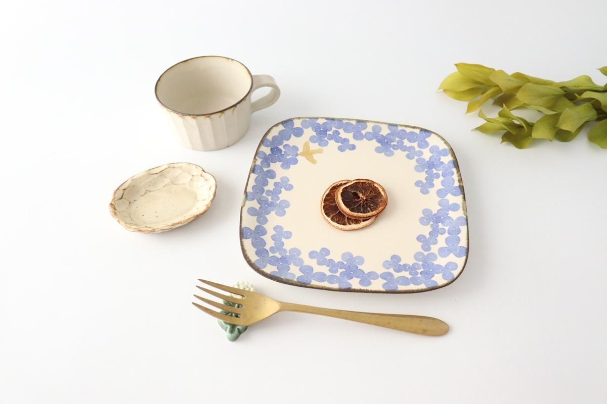 四方皿｜みつば｜青｜陶器｜和食器通販｜うちる｜和食器の皿、鉢