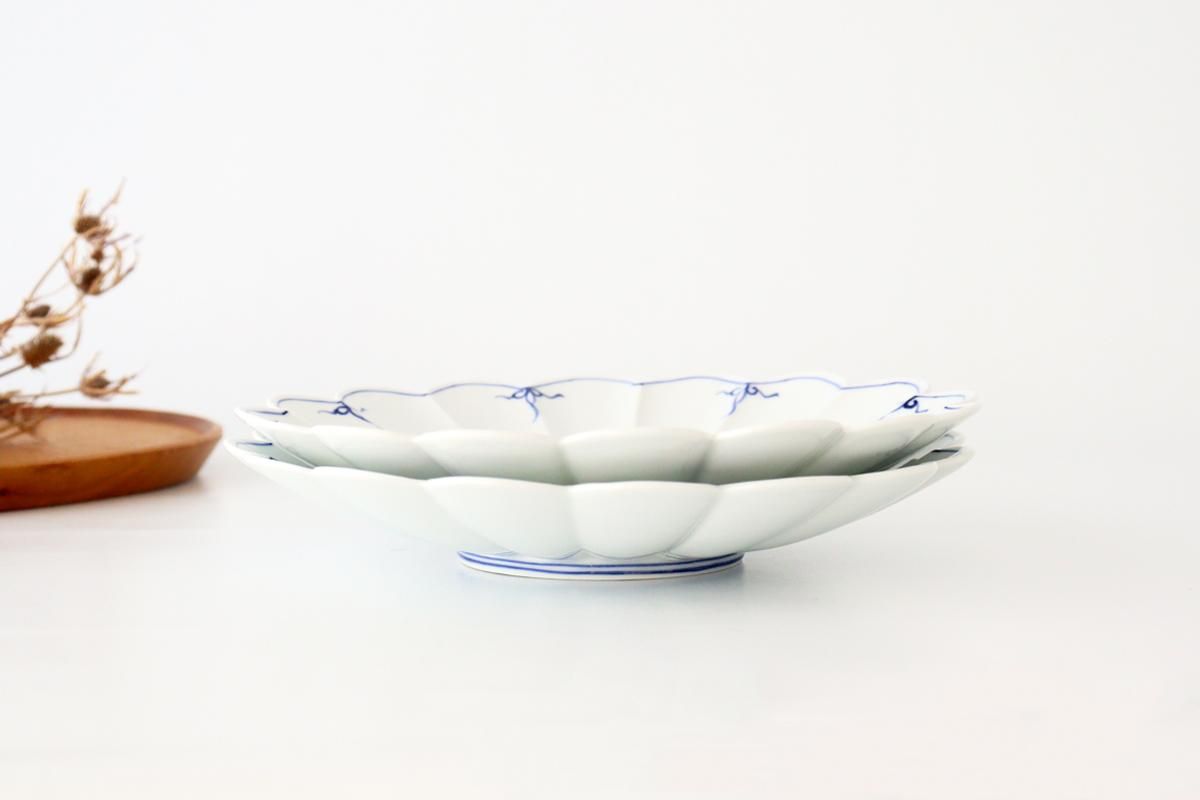 菊紋皿｜大｜青｜磁器｜渕あそび｜波佐見焼｜和食器通販｜うちる