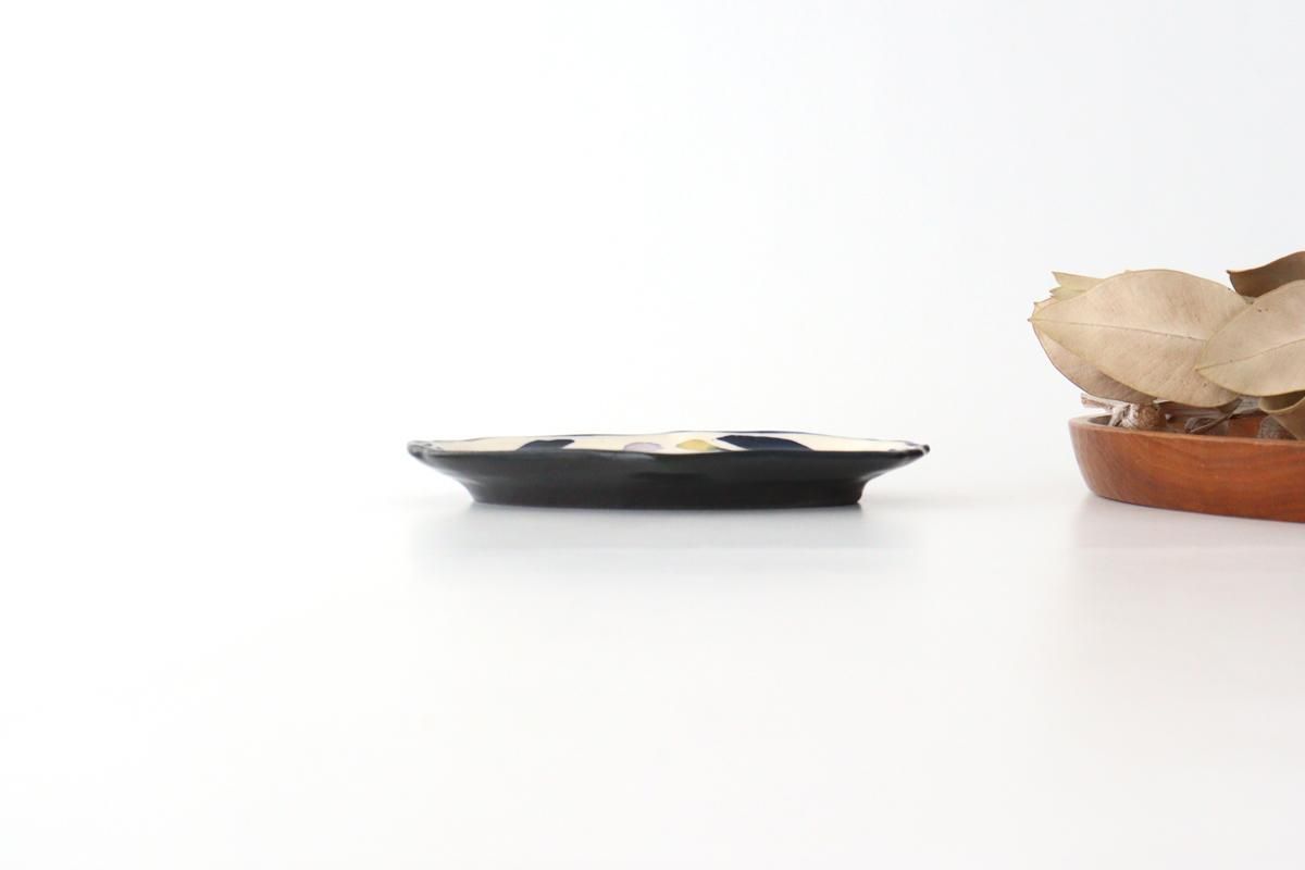 粉引絵付け皿|オニオン型|チューリップと鳥|陶器|なかがき 粉引絵付け皿|オニオン型|チューリップと鳥|陶器|なかがき