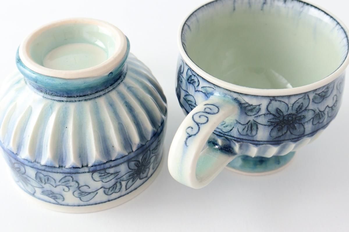 安南染付｜マグカップ｜花｜半磁器｜陶彩窯｜砥部焼｜和食器通販