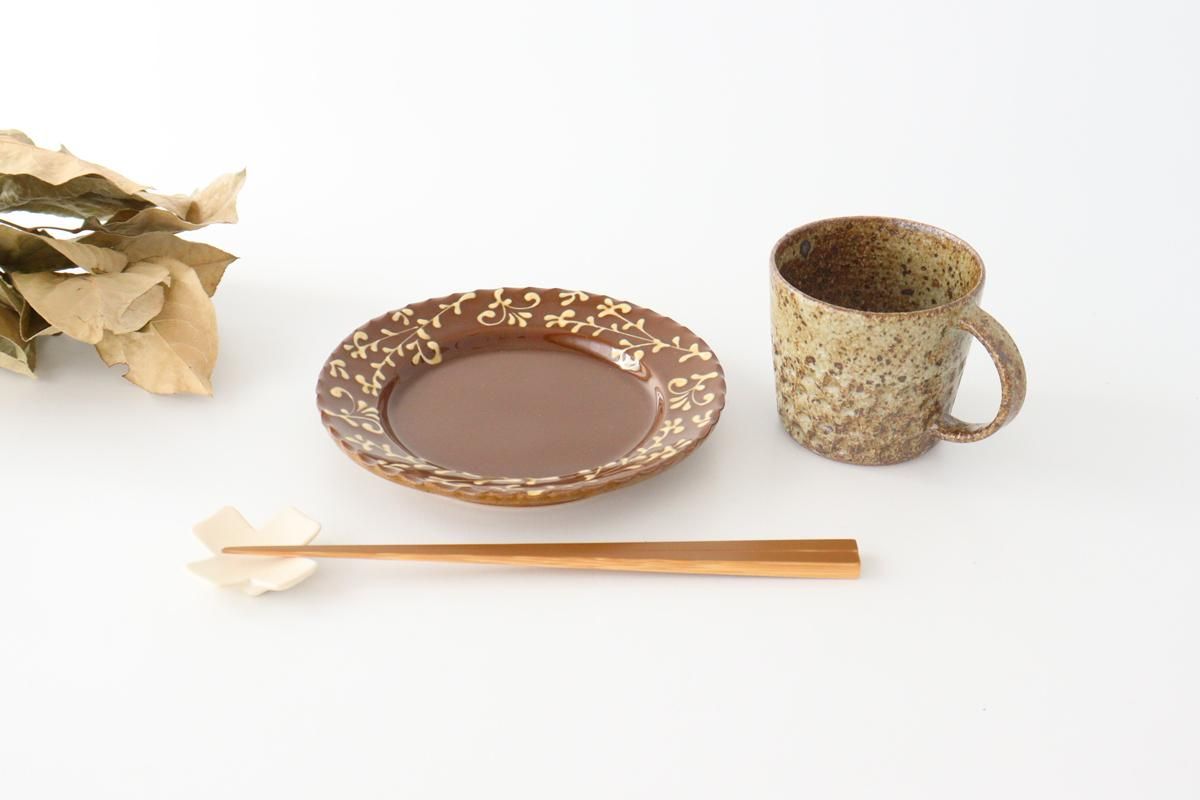 リムプレートS｜唐草｜アンバー｜陶器｜久保田健司｜和食器通販