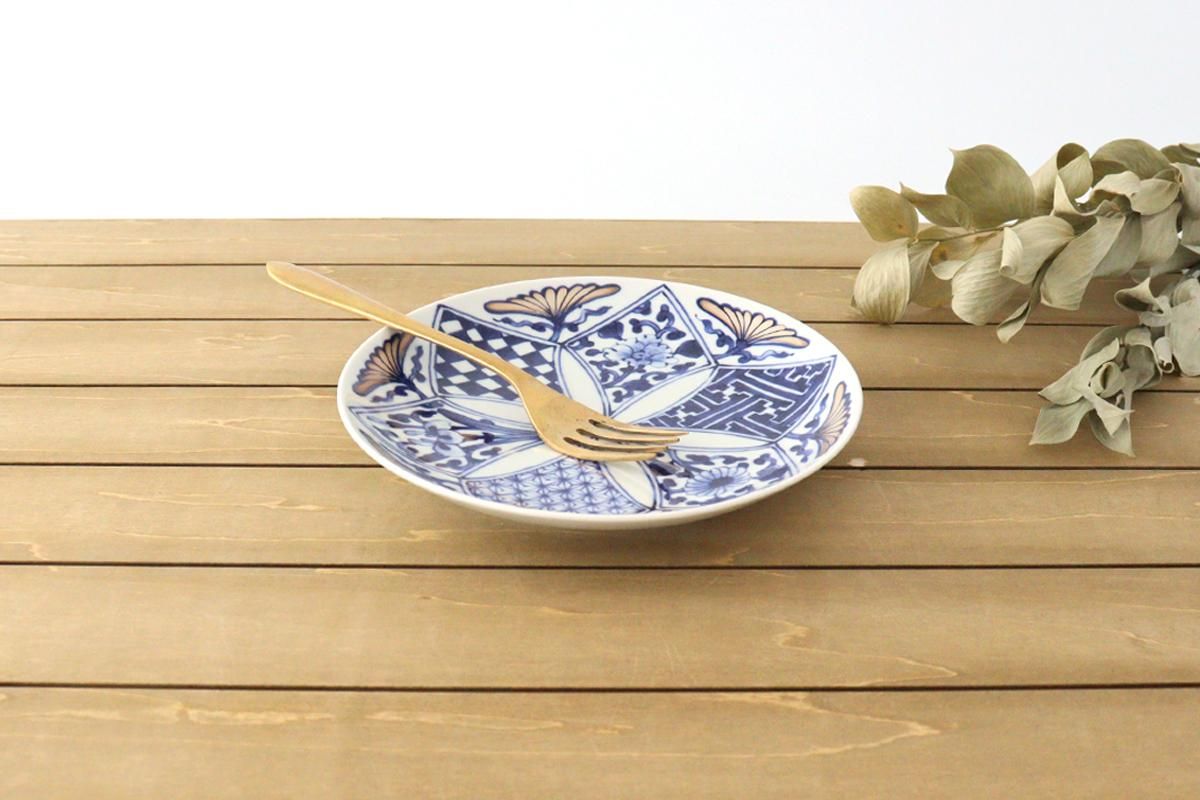 プレート｜18.5cm｜古染銀花｜磁器｜林九郎窯｜波佐見焼｜和食器通販