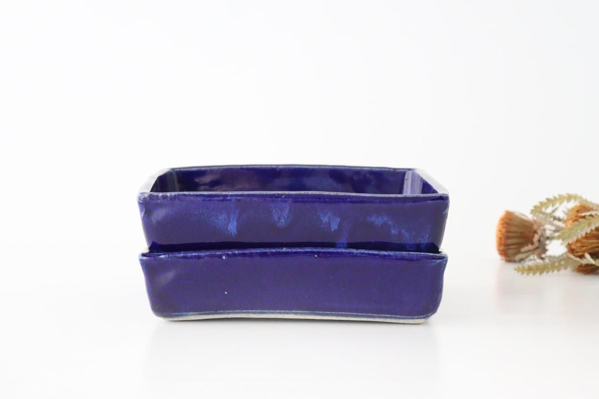 角鉢｜大｜瑠璃｜陶器｜喜多窯 霞仙 加藤裕重｜瀬戸焼｜和食器