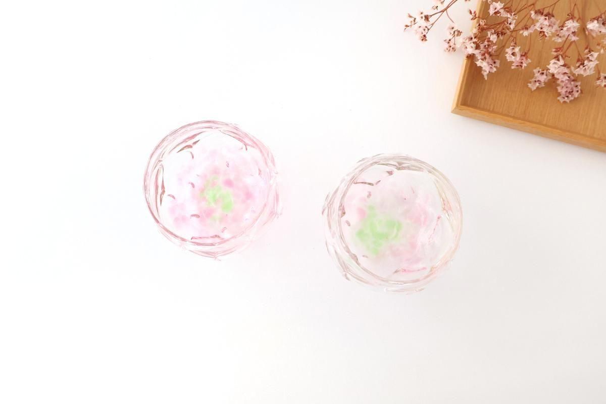 ころんとした桃色グラス｜ガラス｜ガラス工房マル｜和食器通販｜うちる