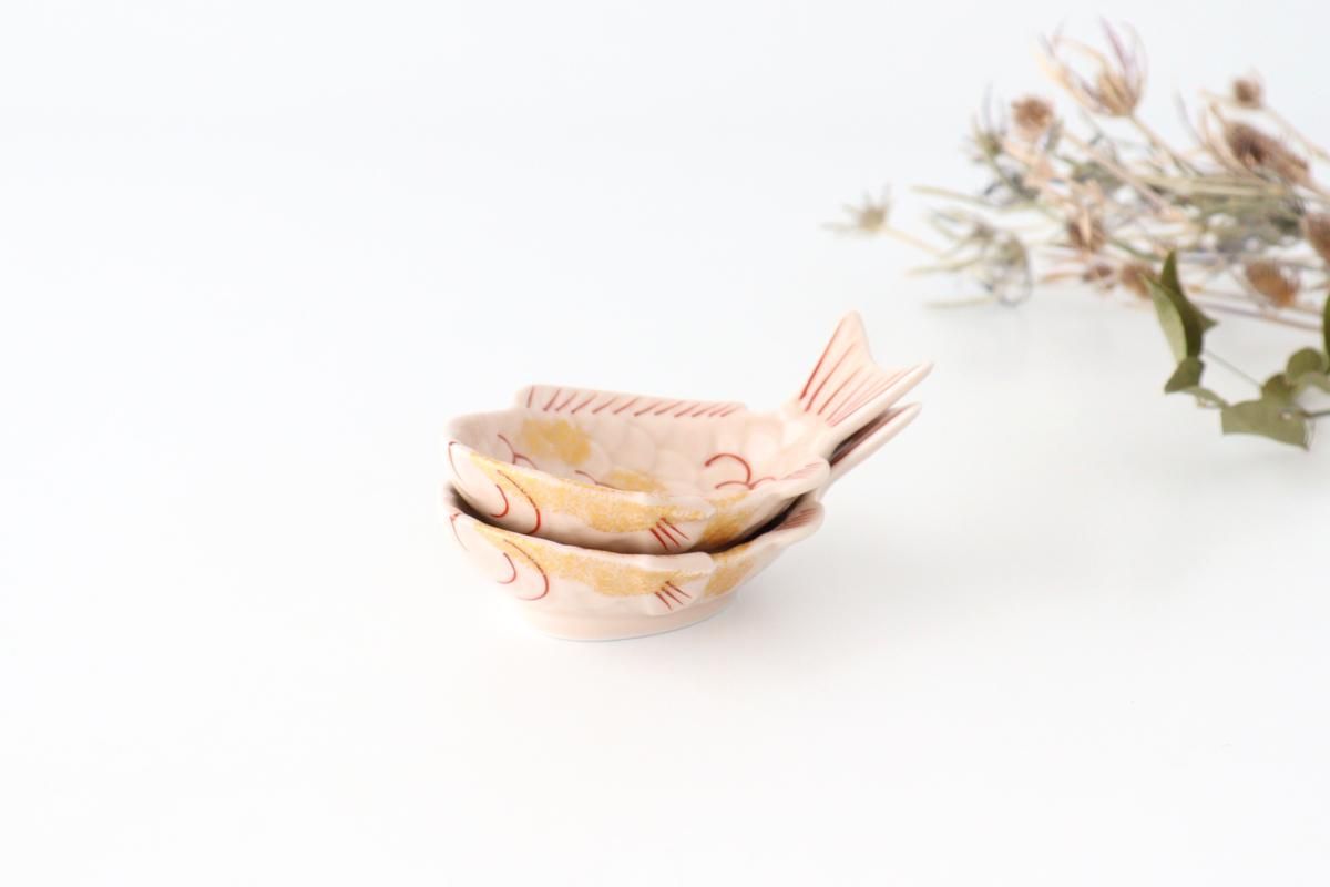 偉大な 鯛形小付｜薄桜金叩き｜磁器｜有田焼｜和食器通販｜うちる｜和 食器
