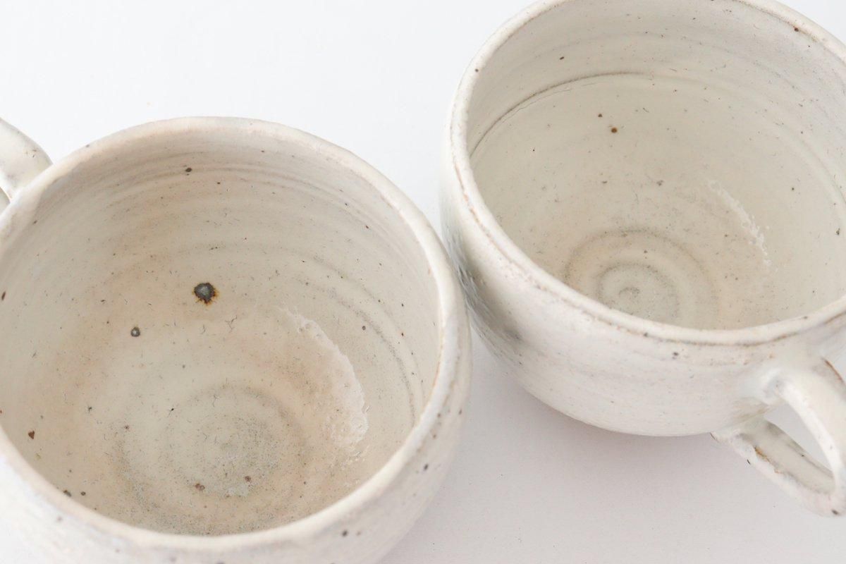 陶器　スープカップ　マグカップ　４脚 手付きスープマグカップ｜白｜陶器｜美濃焼｜和食器通販｜うちる
