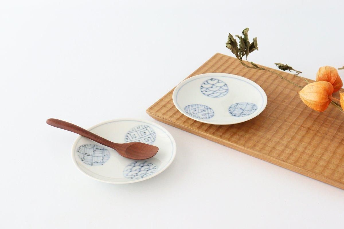 骨董 アンティーク 瀬戸 陶胎染付 菊文様 三寸皿 小皿 豆皿 丸皿
