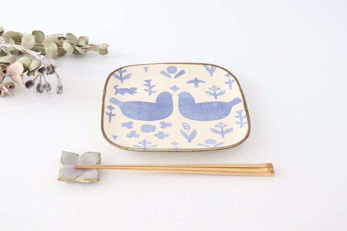 四方皿｜鳥2羽｜陶器｜和食器通販｜うちる｜和食器の皿、鉢