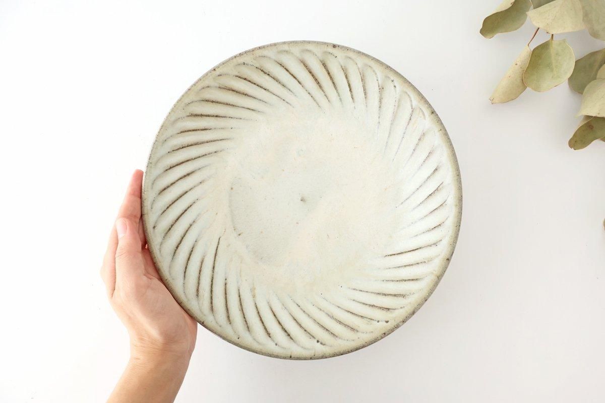 上泉秀人 しのぎ 鉢（大カップ型）花器・食器兼用 8寸深皿｜しのぎ｜white｜陶器｜工房つちみ｜和食器通販｜うちる｜和