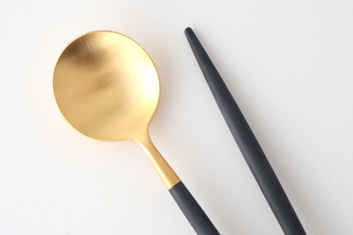 クチポール｜デザートスプーン｜ブラックゴールド｜ゴア｜Cutipol｜和