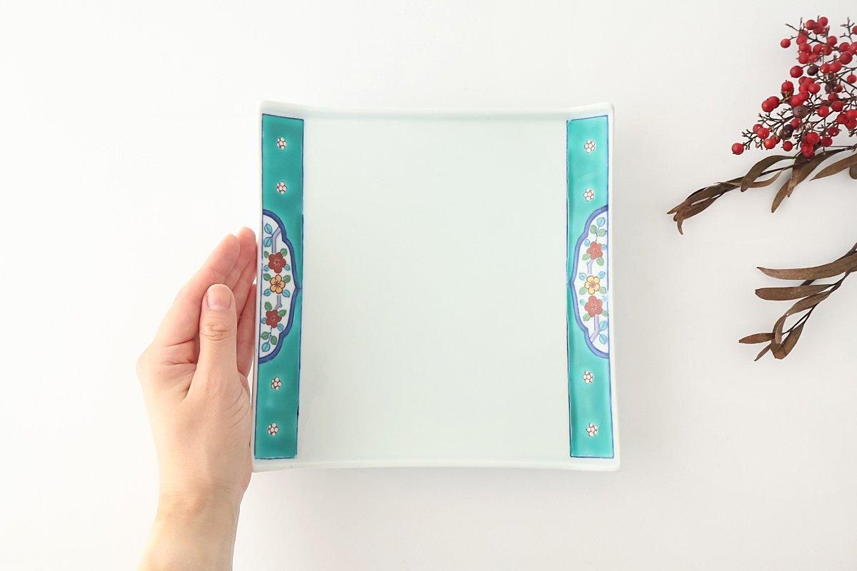 角皿｜錦間取木甲グリーン濃｜磁器｜有田焼｜和食器通販｜うちる｜和