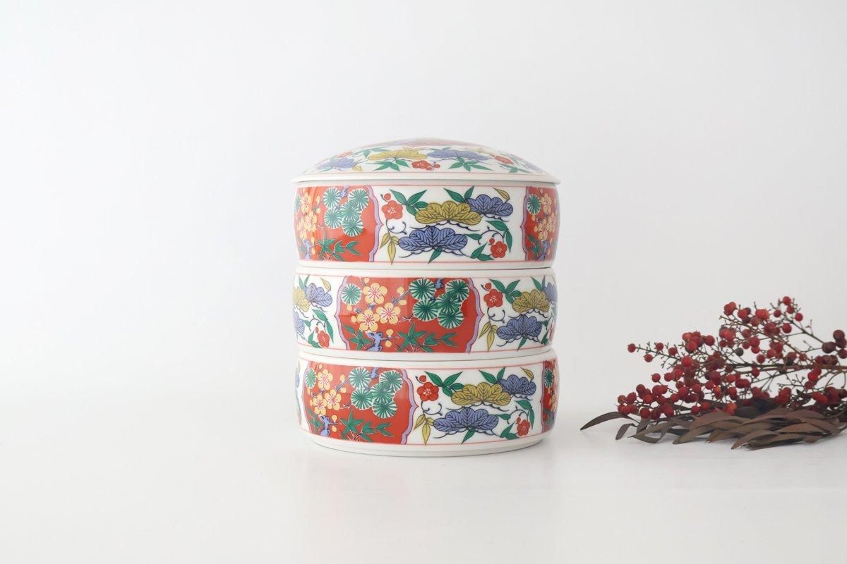 Amazon.co.jp: 台付三段丸重箱 松竹梅 琉球漆器 : ホーム＆キッチン