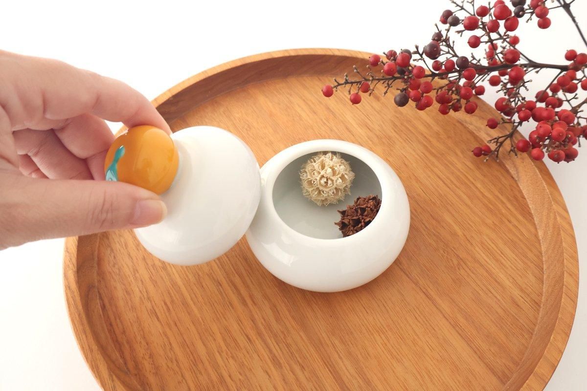 鏡餅蓋物｜橙｜磁器｜伊万里焼｜和食器通販｜うちる｜和食器の皿