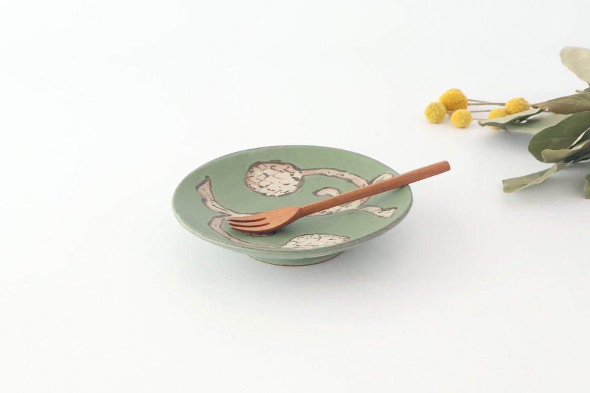 ネ32 銅緑釉 パッチワークのりんご皿 - 益子焼の小さな窯元