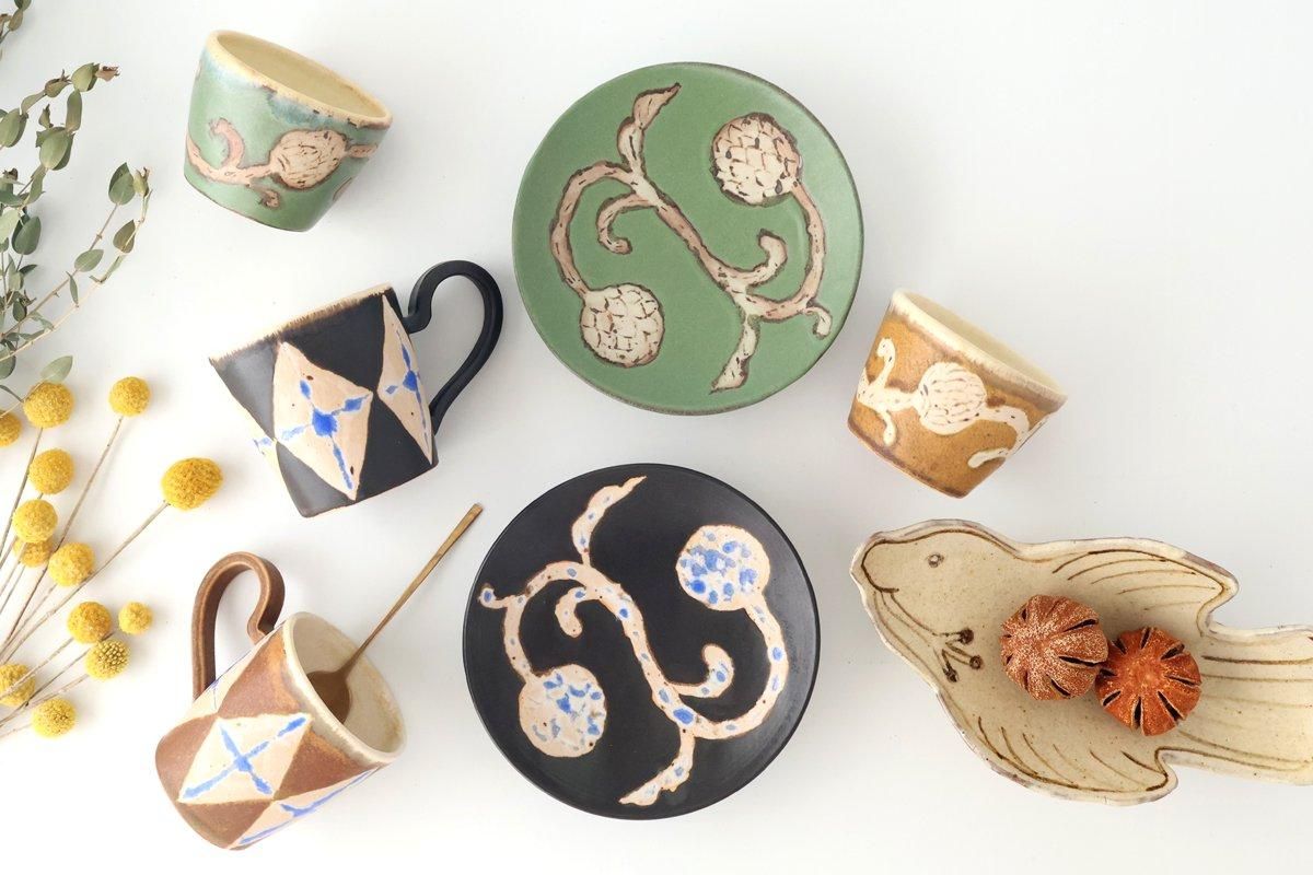 鉄渋釉｜果実紋皿｜陶器｜Say Hands Studio ヤガミサヨ｜益子焼｜和