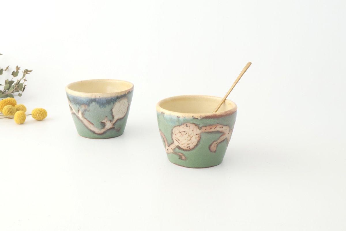 若草色釉｜ボタニカル柄｜フリーカップ｜陶器｜Say Hands Studio