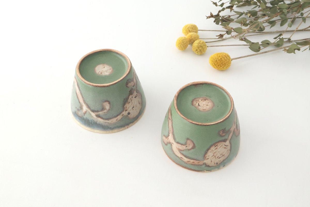 若草色釉｜ボタニカル柄｜フリーカップ｜陶器｜Say Hands Studio