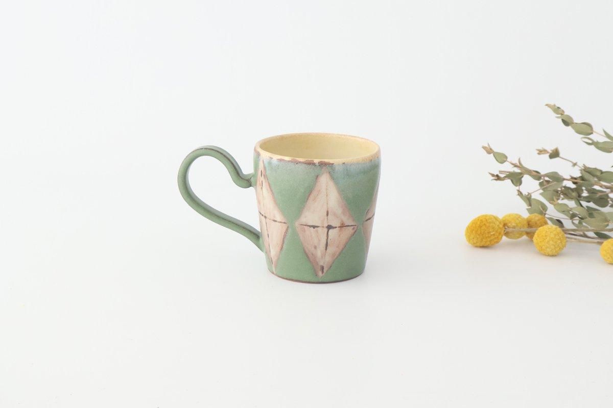 若草色釉｜ロンバス柄｜マグカップ｜陶器｜Say Hands Studio