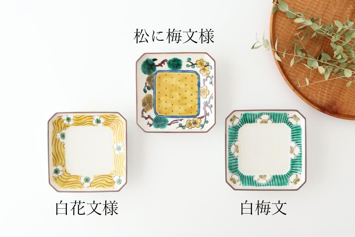 九谷焼 青粒 梅に鶯 刺身皿 角皿　明治九谷　5客 客数から探す,16客～20客 | 器や 響来（UTSUWAYA HIBIKI）